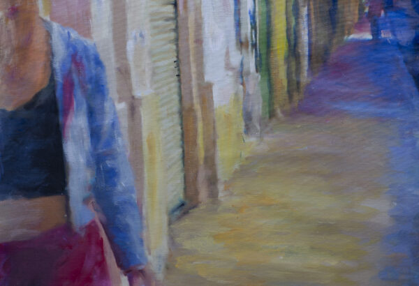 Pintura acrilicos lienzo, calles del Cabañal 60x95 - Imagen 2